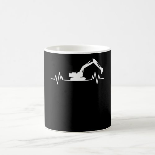 Excavator Heartbeat Motif Construction Worker Gift Coffee Mug