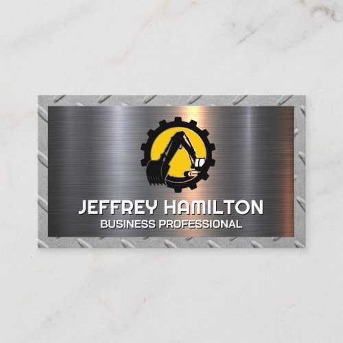 Excavator Heavy Machinery  Metal Business Card