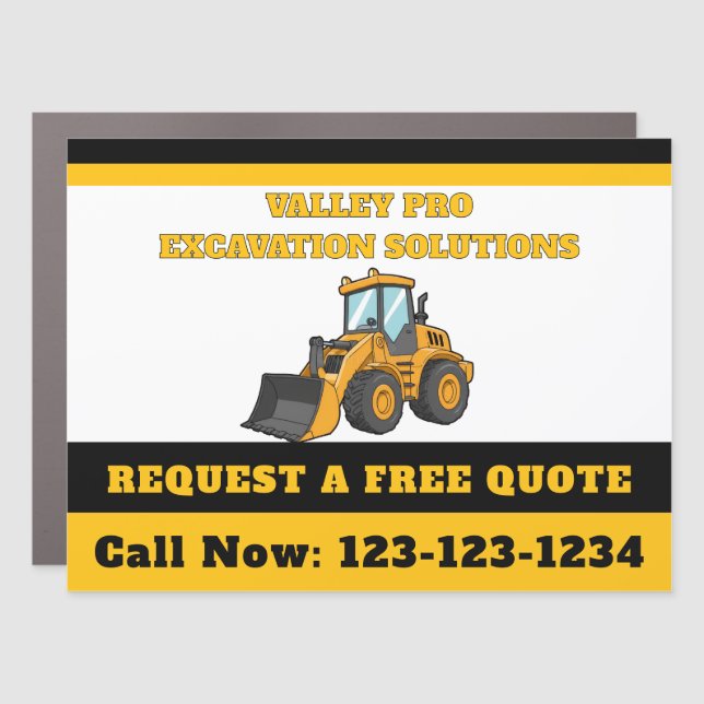 Excavator Hire Custom Logos QR door sign (Front)
