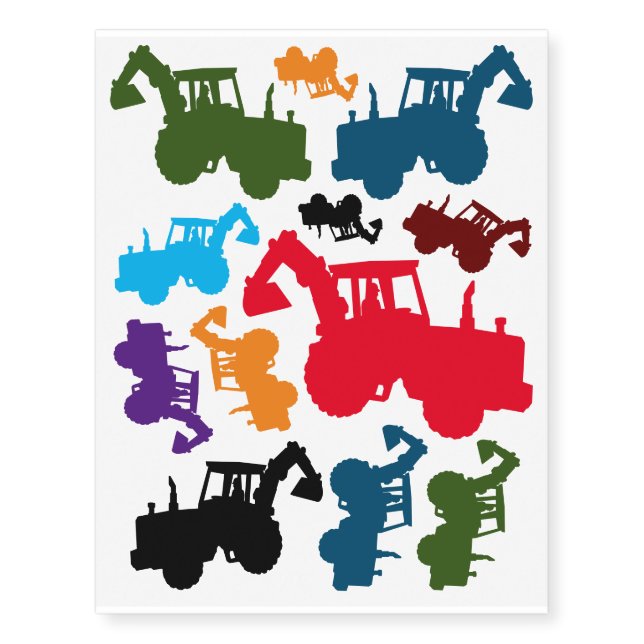 Excavator Icon Temporary Tattoos (Front)