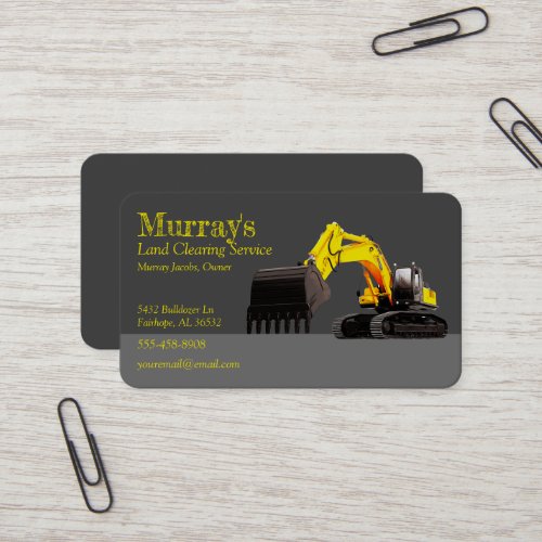 Excavator Land Clearing Business Card