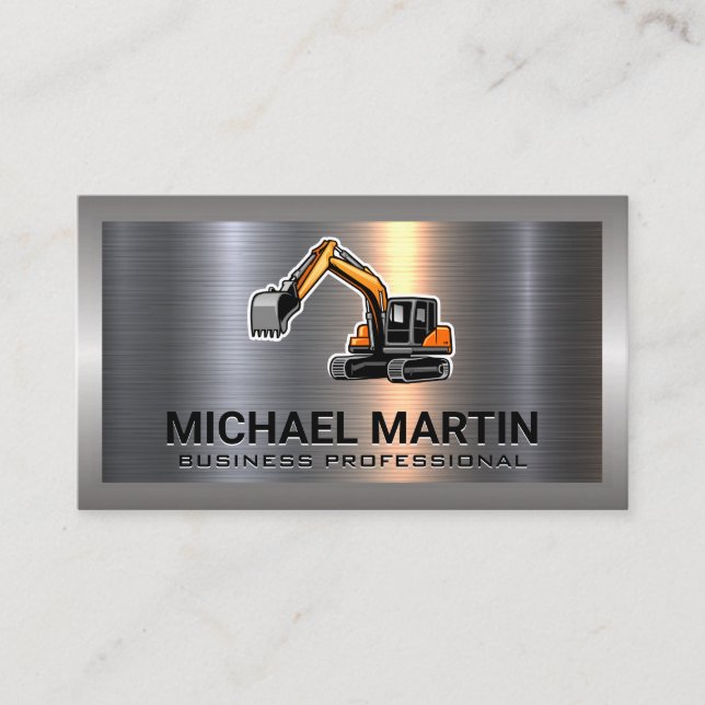 Excavator Logo | Metal   Business Card (Front)