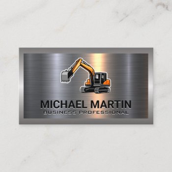 Excavator Logo | Metal   Business Card by lovely_businesscards at Zazzle