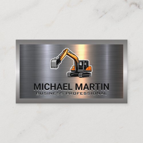 Excavator Logo  Metal   Business Card
