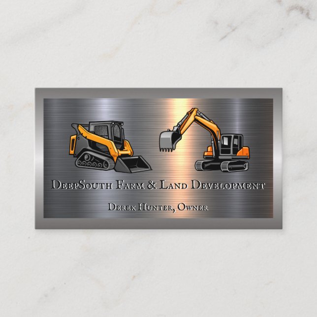 Excavator Logo | Metal   Business Card (Front)
