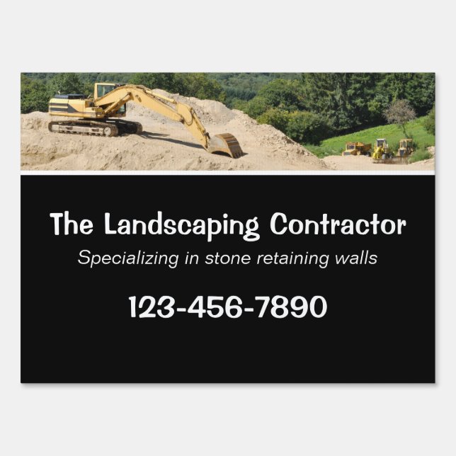 Excavator on a mound of earth sign (Front)