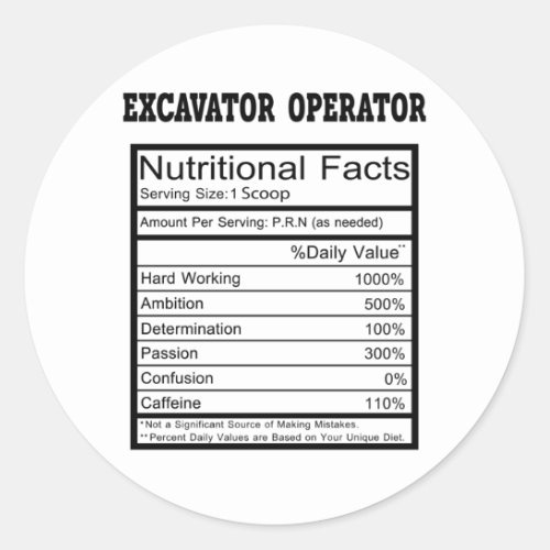 Excavator Operator Classic Round Sticker