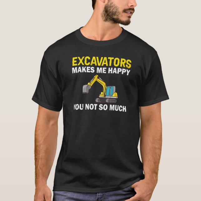 Excavator Operator Remote Control Digger Machine R T-Shirt (Front)