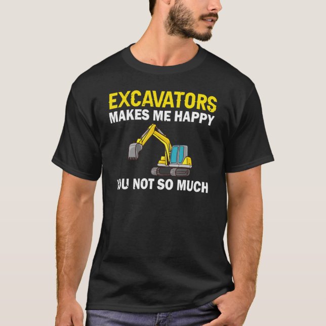 Excavator Operator Remote Control Digger Machine R T-Shirt (Front)