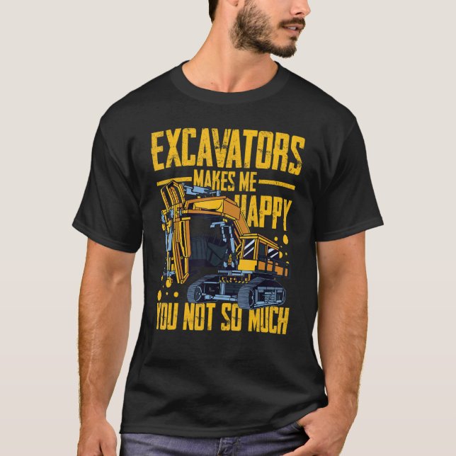 Excavator Operator Remote Control Digger Machine R T-Shirt (Front)