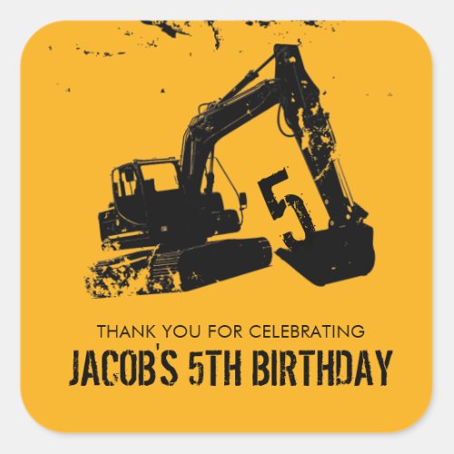 Excavator Party Favor Label