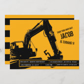 Excavator Party Invitation for Construction Party (Front/Back)