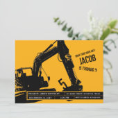 Excavator Party Invitation for Construction Party (Standing Front)