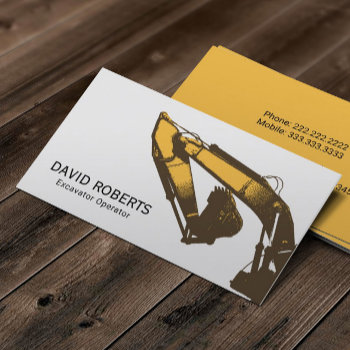Excavator Plant Operator Professional Construction Business Card by cardfactory at Zazzle
