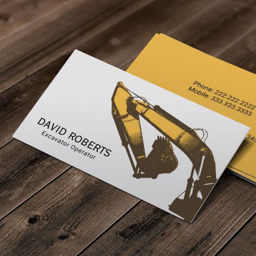 Excavator Plant Operator Professional Construction Business Card