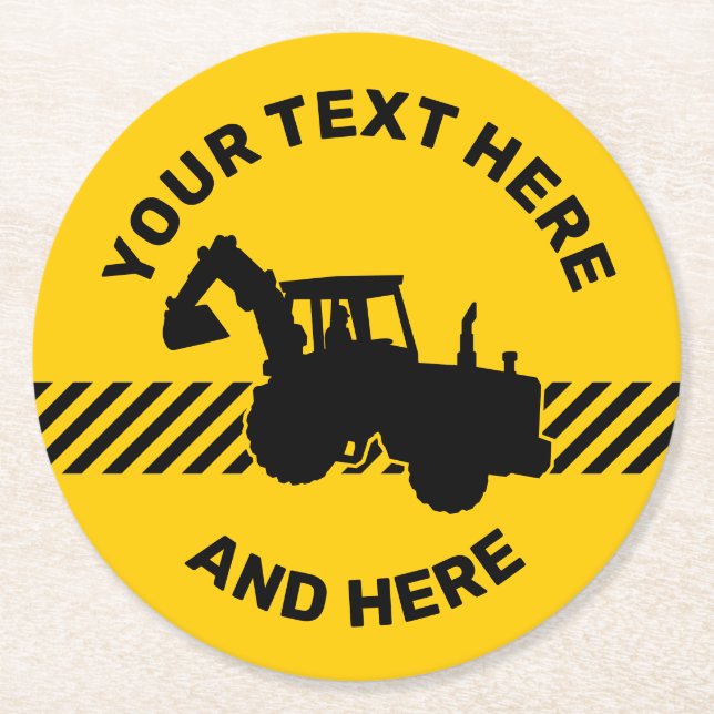 Excavator Round Paper Coaster (Front)