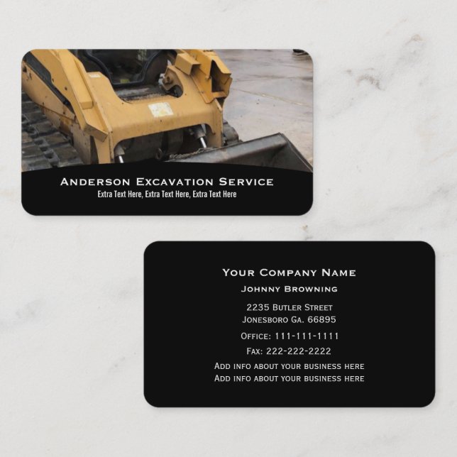 Excavator Service Business Card (Front/Back)