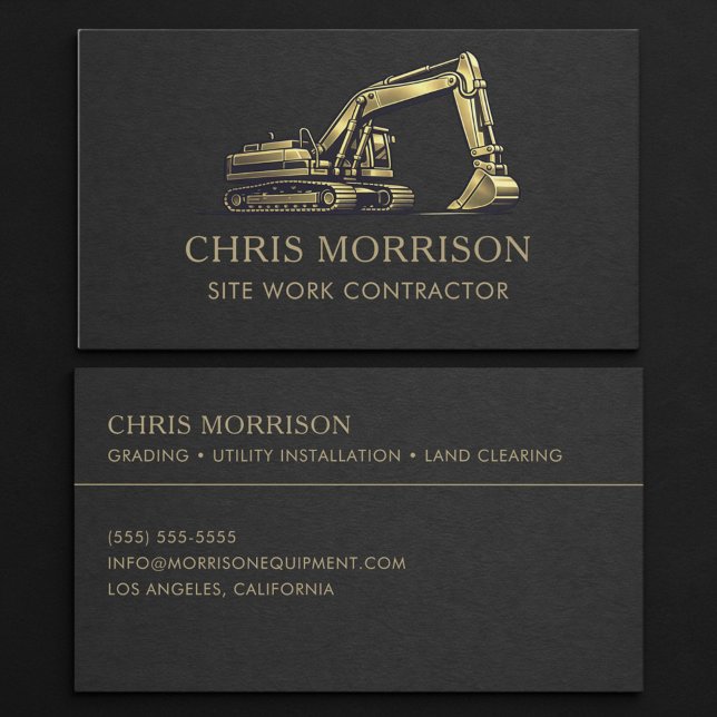Excavator Site Work Contractor Professional Business Card (Creator Uploaded)