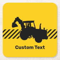 Excavator Square Paper Coaster