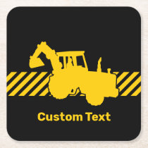 Excavator Square Paper Coaster