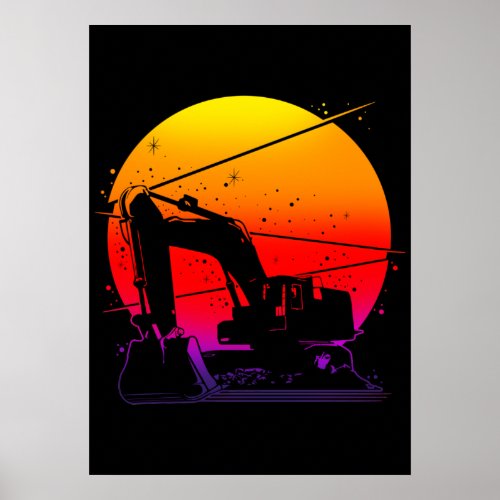 Excavator Sun Poster