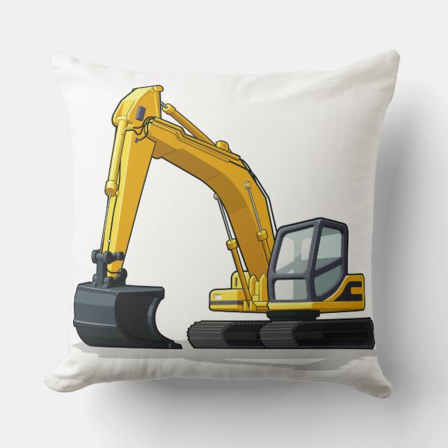 Excavator Throw Pillow (Front)