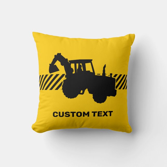 Excavator Throw Pillow (Front)