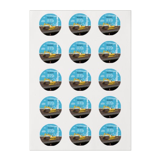 Excavator Truck Construction Trucks Birthday Party Edible Frosting Rounds (Sheet)