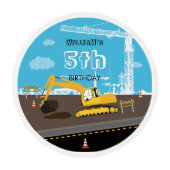 Excavator Truck Construction Trucks Birthday Party Edible Frosting Rounds (Front)