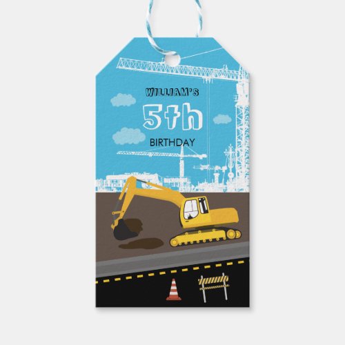 Excavator Truck Construction Trucks Birthday Party Gift Tags