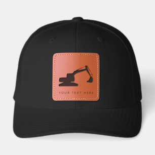 Excavator Truck Construction Trucks Leather Patch Hat