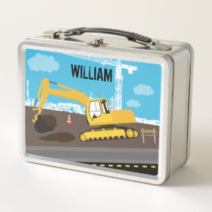Excavator Truck Construction Trucks Site   Metal Lunch Box