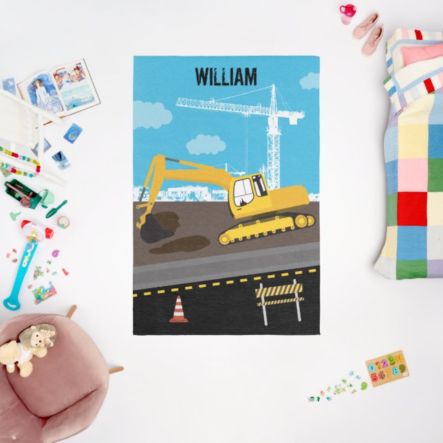 Excavator Truck Construction Trucks Site Nursery Outdoor Rug (Insitu (Babyroom))