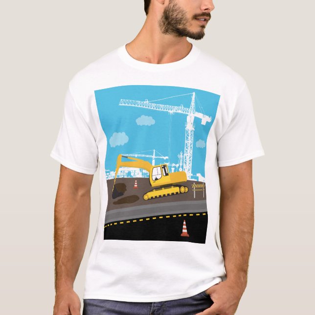 Excavator Truck Construction Trucks Site T-Shirt (Front)