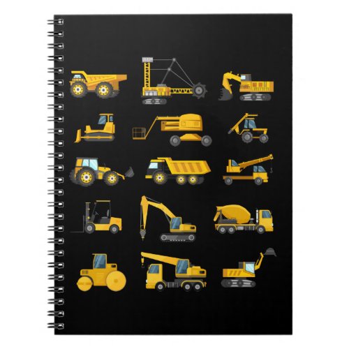 Excavator Trucks Boys Construction Vehicles Notebook