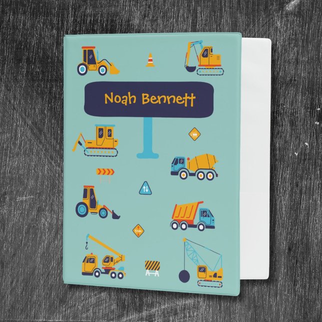 Excavator Trucks Boys Yellow Stripes Construction  Mini Binder (Excavator Trucks Boys Yellow Stripes Construction Mini Binder
)