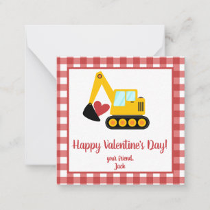 Excavator Valentine's Day Note