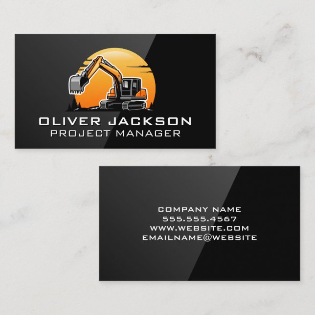 Excavator Vehicle | Sun and Trees Business Card (Front/Back)