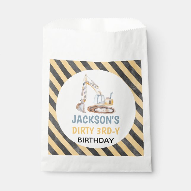 Excavator Yellow Construction Dirty 3rdy  Favor Bag (Front)