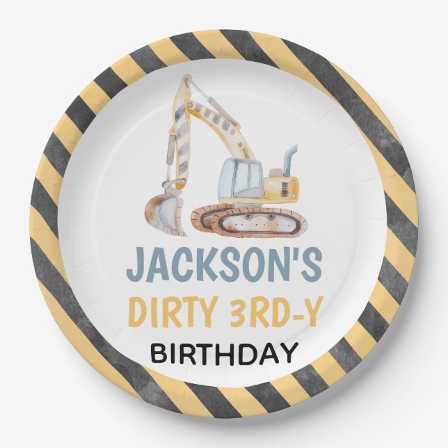 Excavator Yellow Construction Dirty 3rdy Plate (Front)