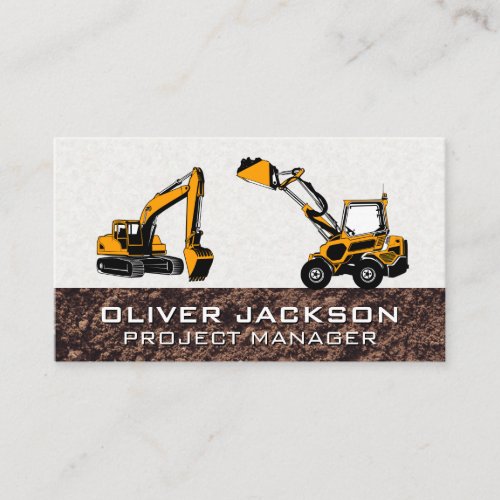 Excavators  Construction Heavy Machinery Vehicles Business Card