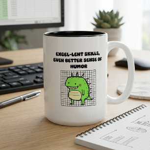 Excel-lent Skills, Witty Humor Data Pro Design Two-Tone Coffee Mug