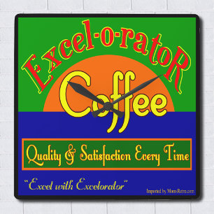 Excel-o-rator Coffee Funny Retro Square Wall Clock