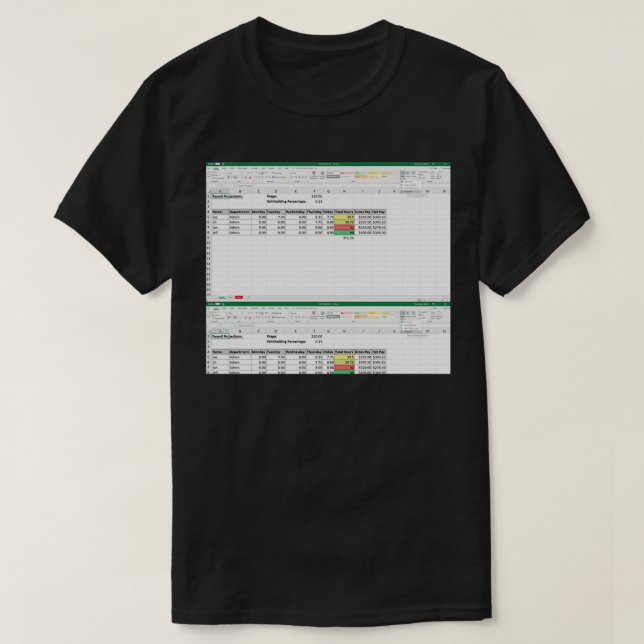Excel spreadsheet 3 T-Shirt (Design Front)