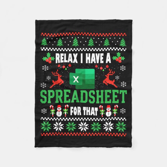 Excel Ugly Christmas Sweater I Have A Spreadsheet  Fleece Blanket (Front)