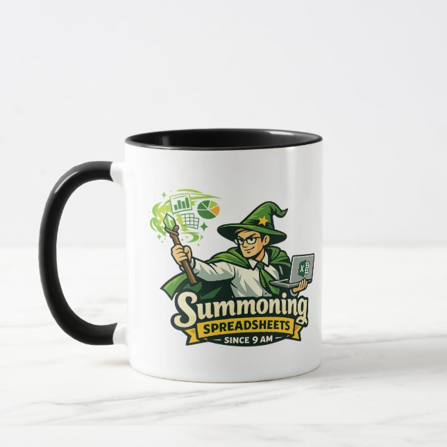 Excel Wizard Funny Office Coffee Mug | Summoning S (Left)