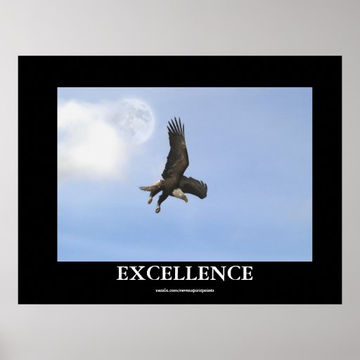 Excellence Bald Eagle Motivational Poster | Zazzle