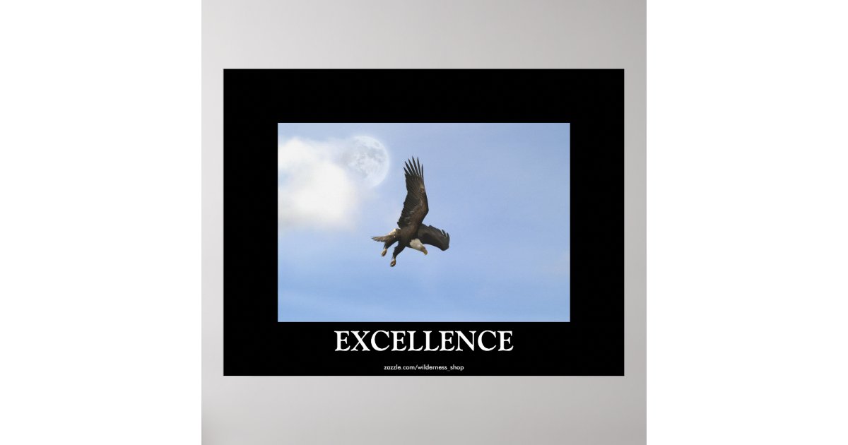 Excellence Bald Eagle Motivational Poster | Zazzle