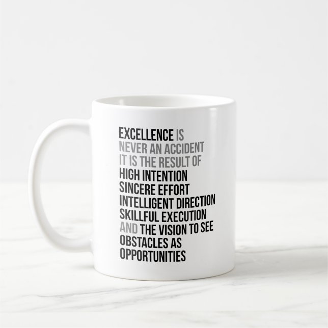 Excellence Is Never An Accident Coffee Mug (Left)