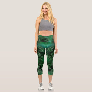 Excellent Blue Tattoo Print Capri Leggings
